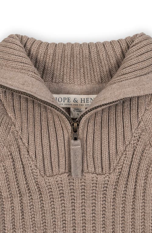 Hope & Henry Kids' Organic Half Zip Raglan Sweater Dress In Brown