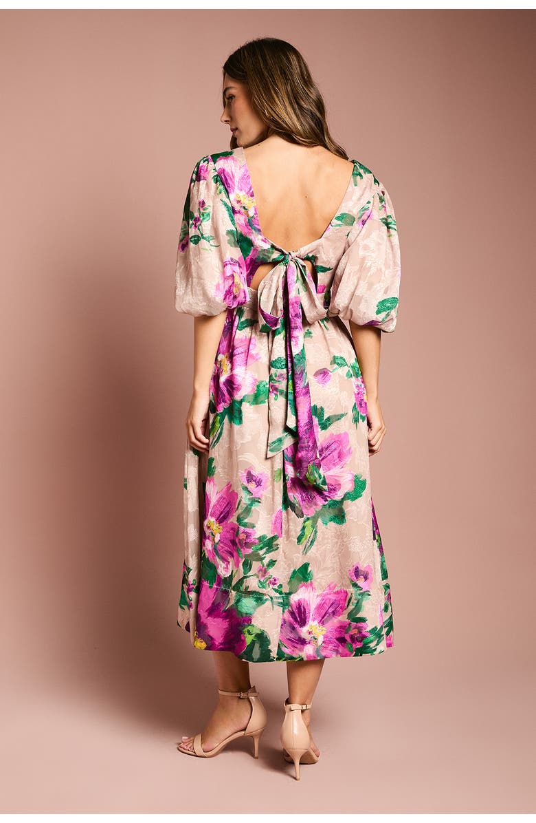 Coast Bow Detail Jacquard Midi Dress, Alternate, color, Purple