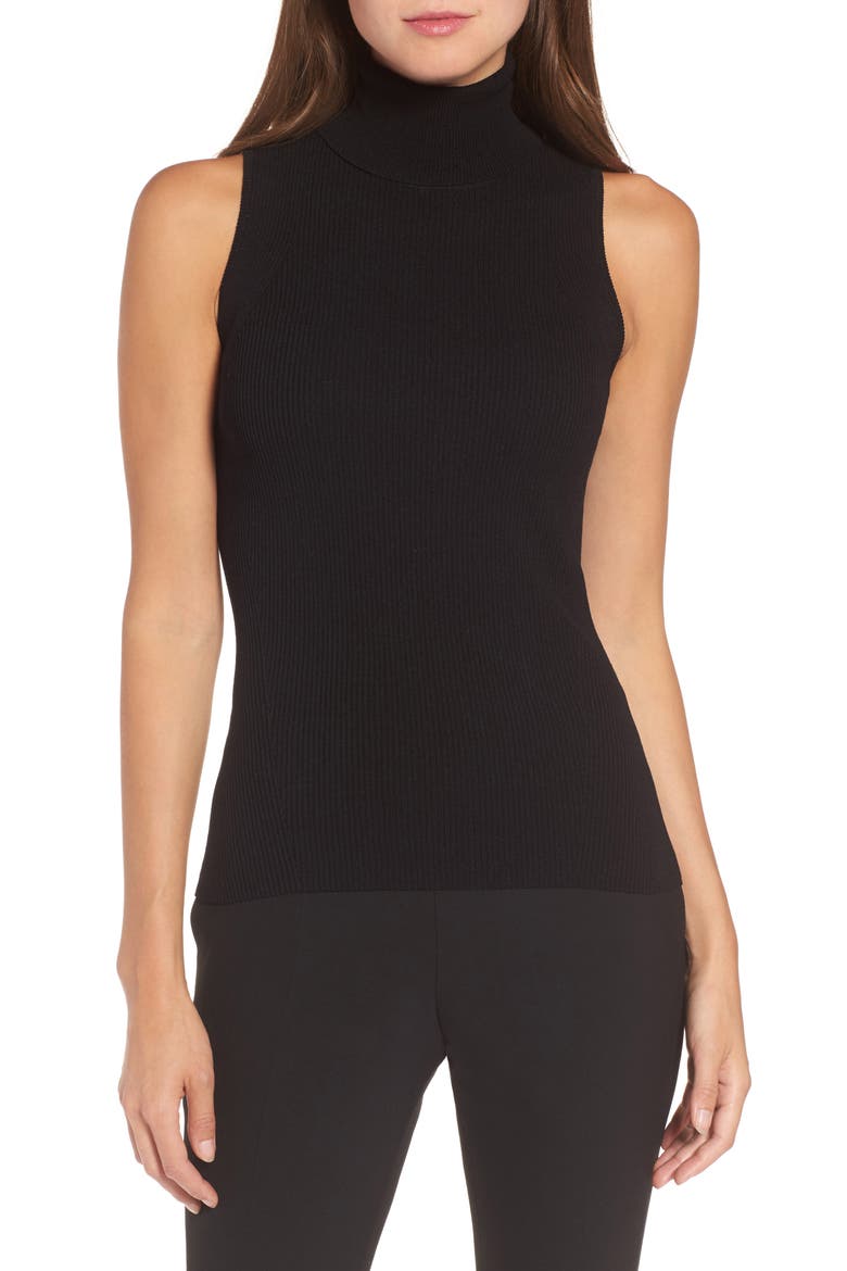 Sleeveless Turtleneck Top, Main, color, BLACK