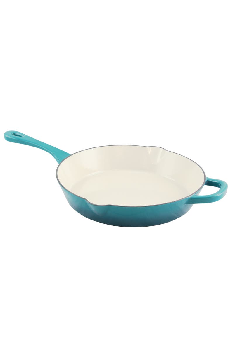12 in. Round Enameled Cast Iron Skillet, Alternate, color, Blue