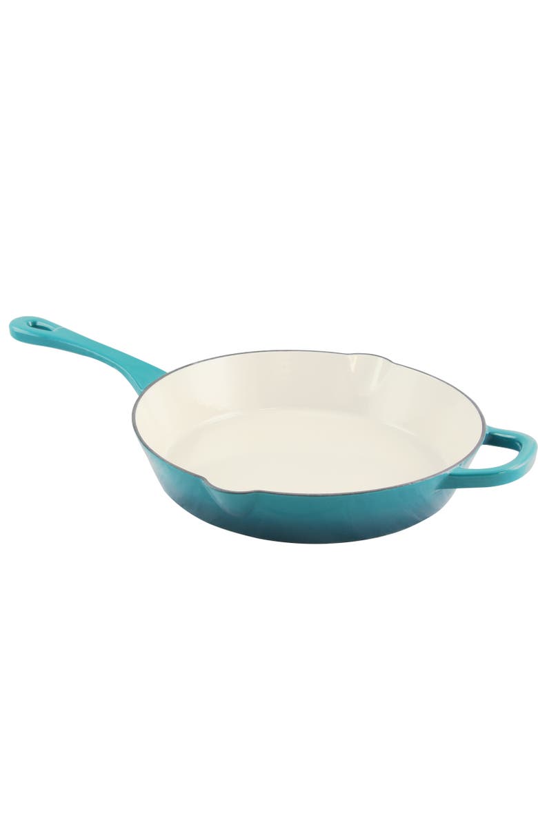 Crock-pot 12 in. Round Enameled Cast Iron Skillet, Alternate, color, Blue