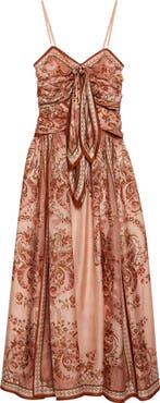 Zimmermann Aster Paisley Scarf Tie Silk Midi Dress