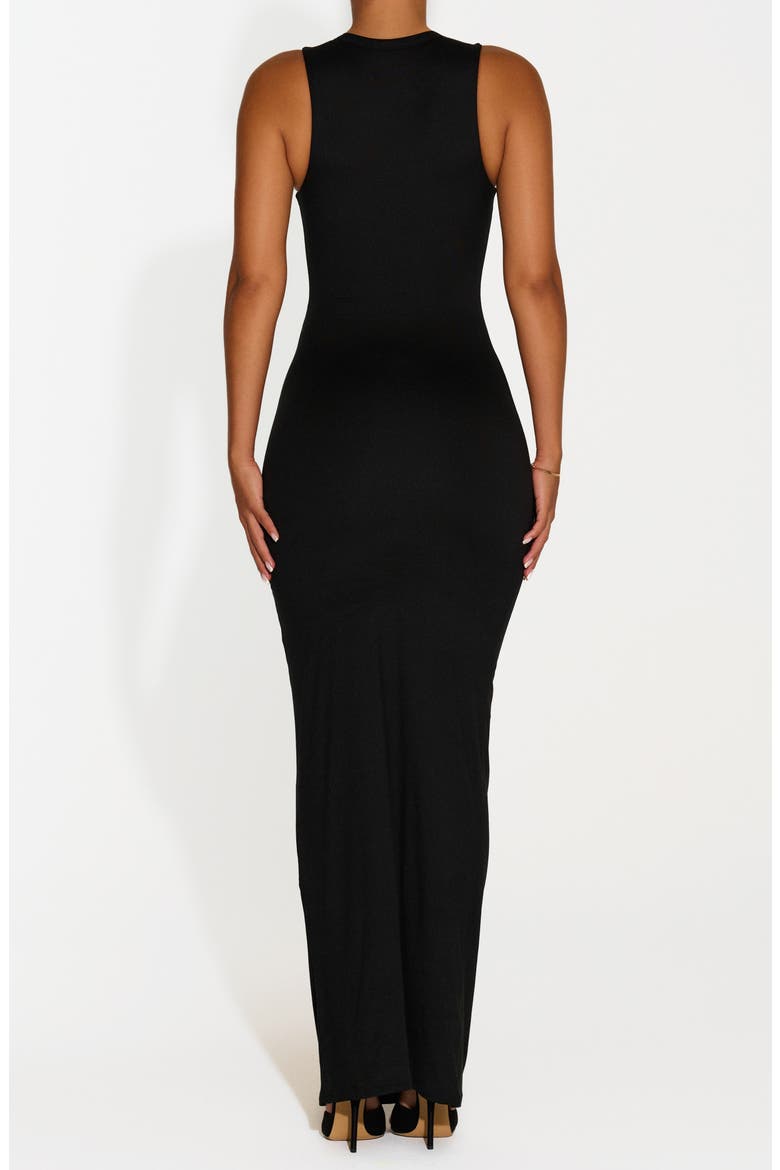 Bare Crewneck Maxi Dress, Alternate, color, BLACK
