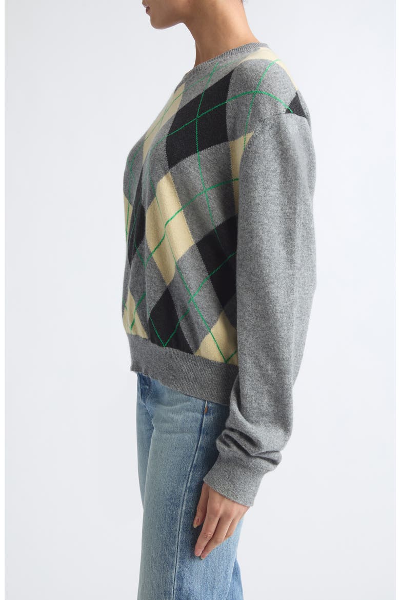 The Academy Argyle Cashmere Sweater, Alternate, color, GREY/ YELLOW