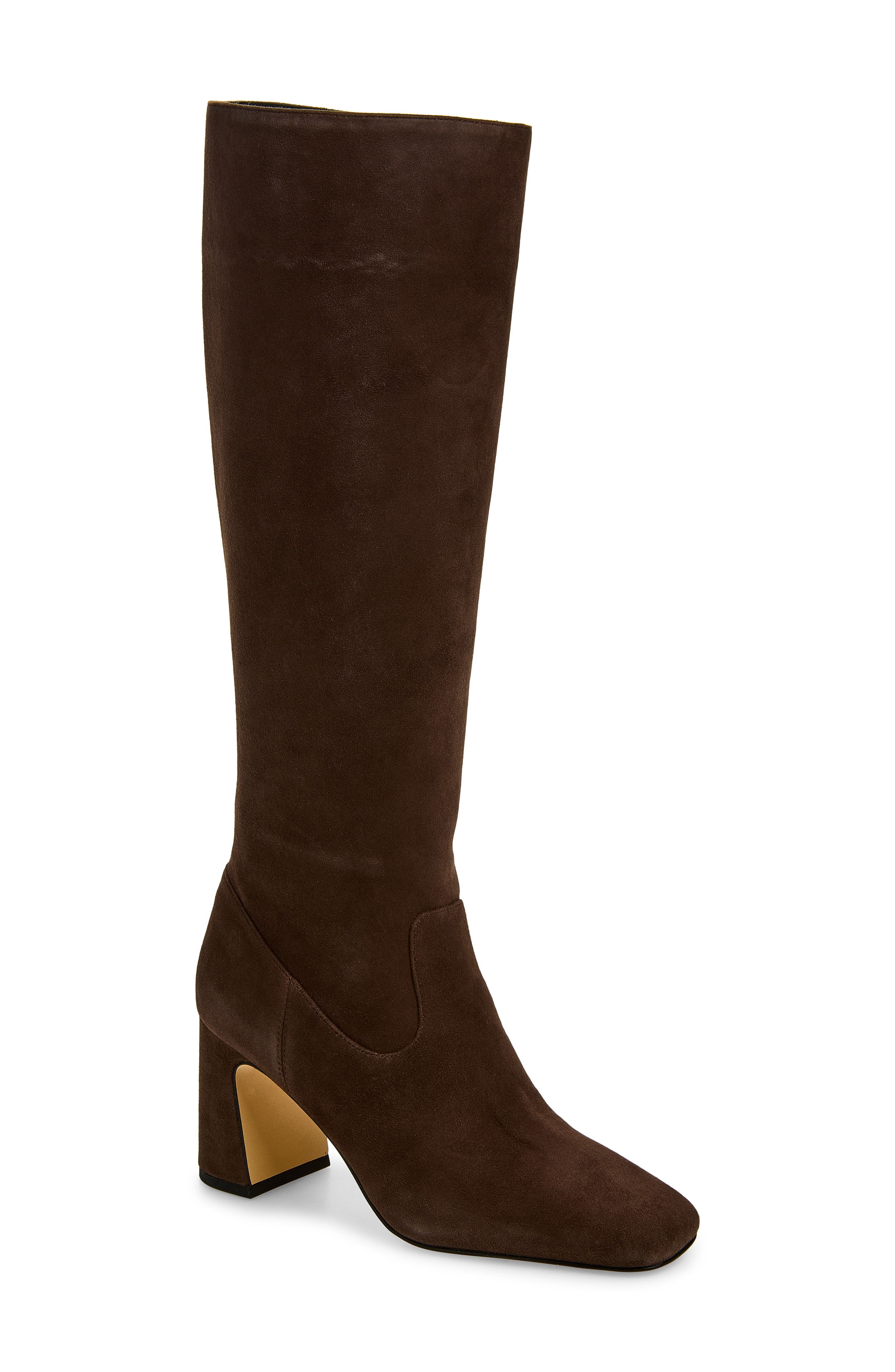 Simona Knee High Leather Boot, Main, color, WALNUT SUEDE