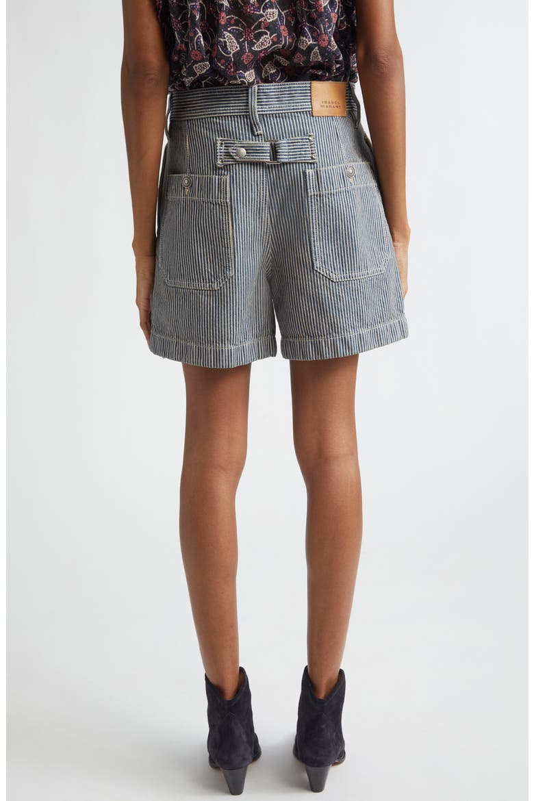 Eveja Striped Cotton Shorts, Alternate, color, BLUE/ WHITE