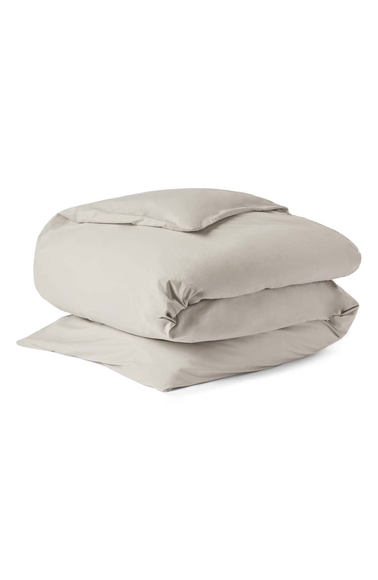 Coyuchi 300 Thread Count Organic Cotton Percale Duvet Cover, Main, color, Stone