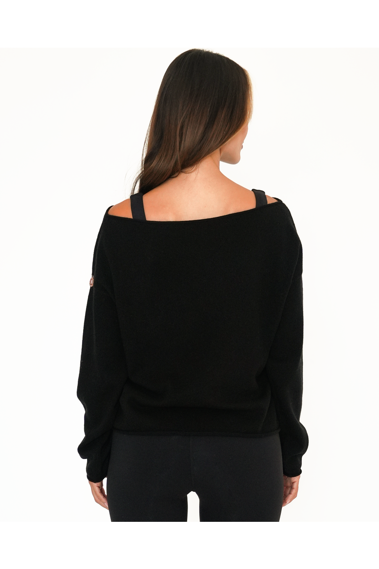 Romy Off Shoulder Cashmere Sweater, Alternate, color, Black