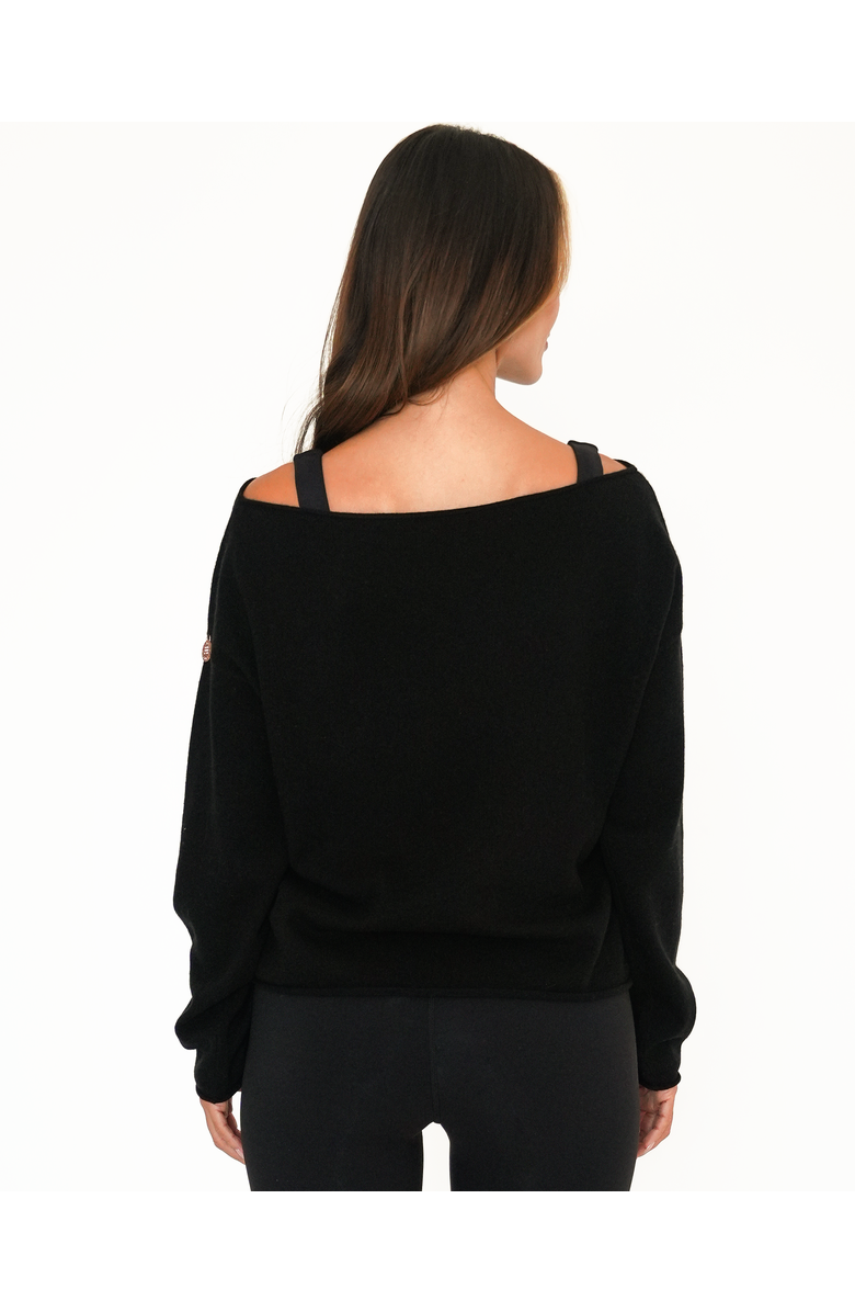 Rebody Active Romy Off Shoulder Cashmere Sweater, Alternate, color, Black