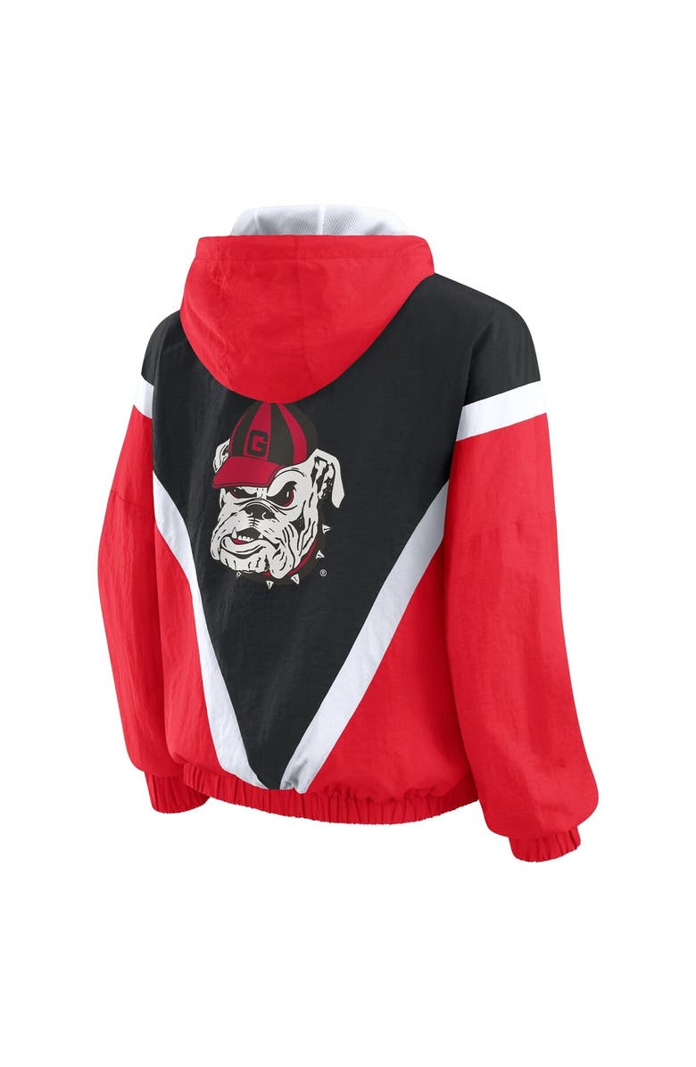 WEAR by Erin Andrews Women's WEAR by Erin Andrews Red/Black Georgia Bulldogs Colorblock Full-Zip Hoodie Windbreaker Jacket, Alternate, color, 