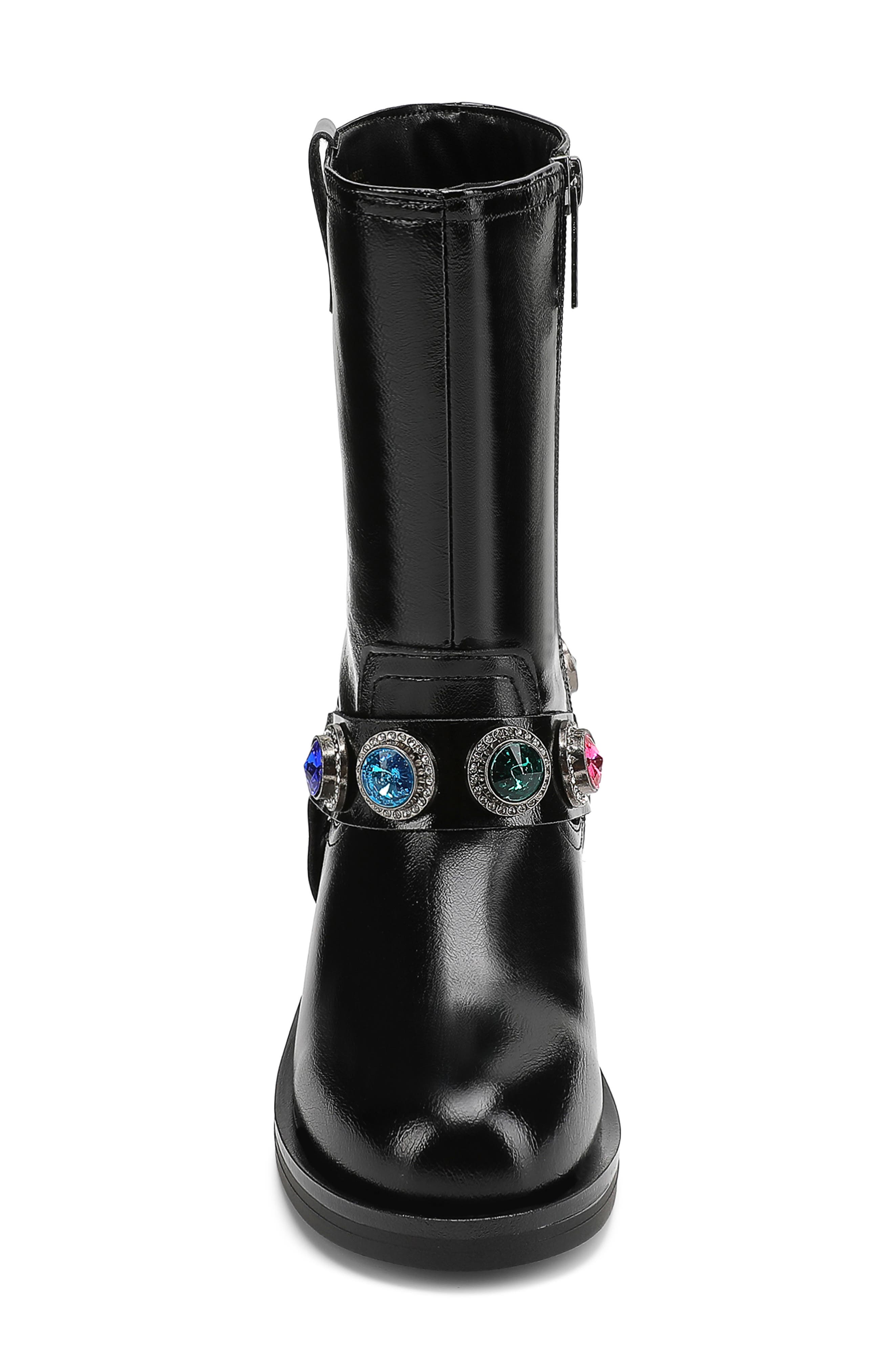 Kids' Octavia Faux Leather Biker Boot, Alternate, color, BLACK