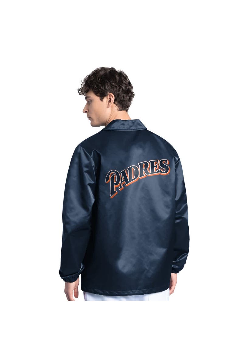 STARTER Men's Starter Navy San Diego Padres Cooperstown Collection Point Man Full-Snap Coaches Jacket, Alternate, color, Navy