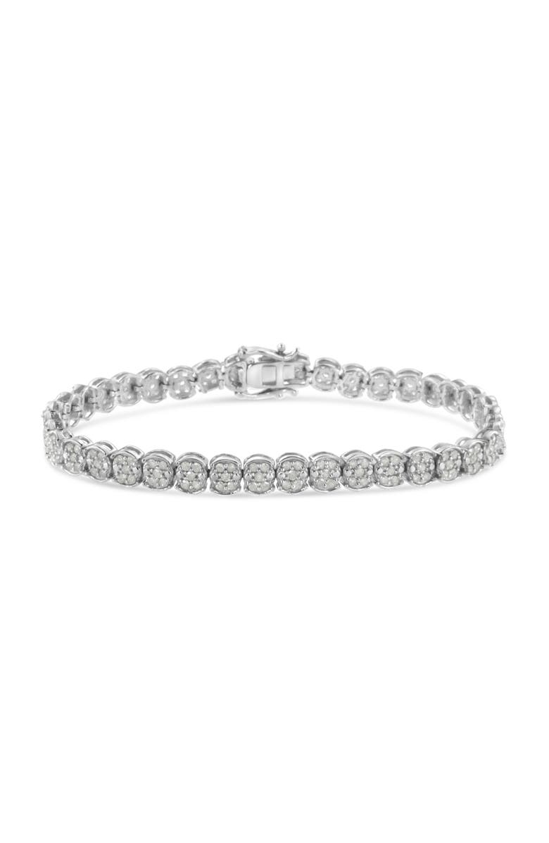 Haus of Brilliance Silver 2.0 Cttw Diamond Cluster Link Bracelet, Main, color, White