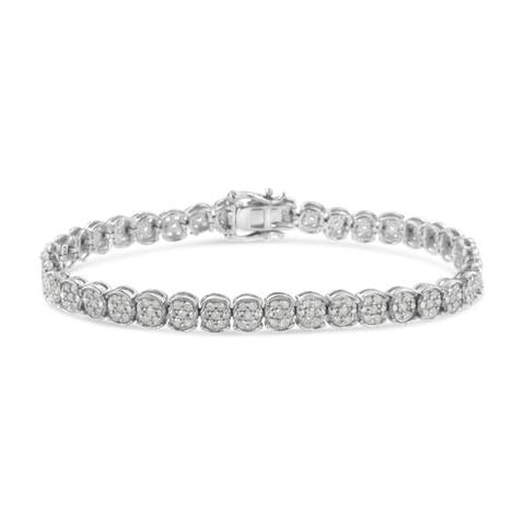 Silver 2.0 Cttw Diamond Cluster Link Bracelet