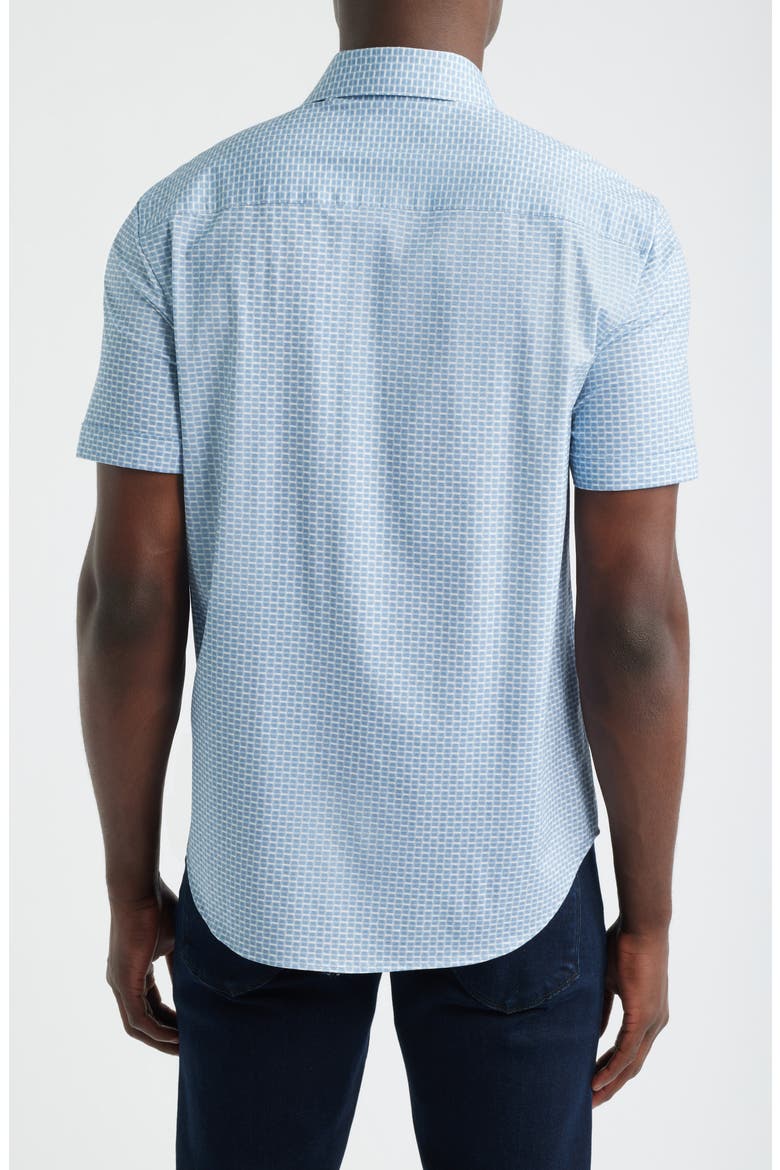 Miles OoohCotton® Print Short Sleeve Button-Up Shirt, Alternate, color, HAZY BLUE