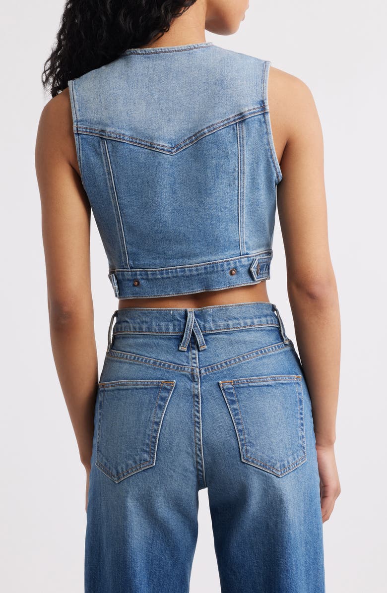 HIDDEN JEANS Crop Denim Trucker Vest, Alternate, color, Med Wash
