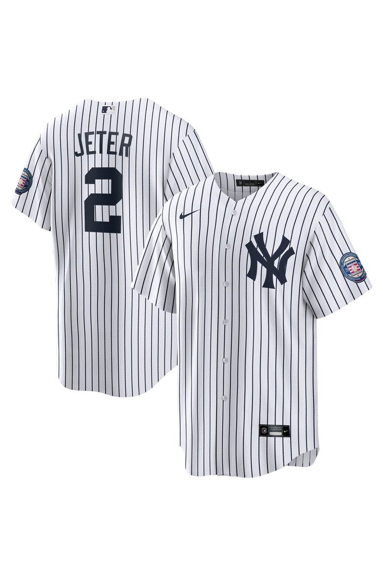 Men's Nike Derek Jeter White/Navy New York Yankees 2020 Hall of Fame Induction Home Replica Player Name Jersey, Main, color, White