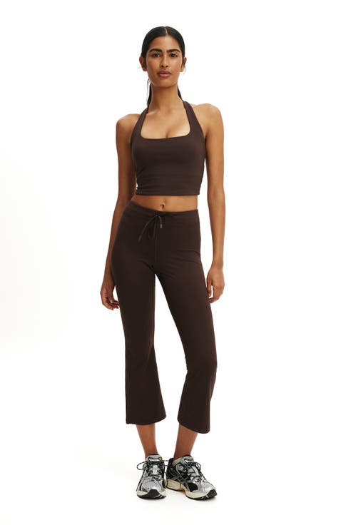 Women's Active Ultra Soft Tie Front Cropped Kick Flare