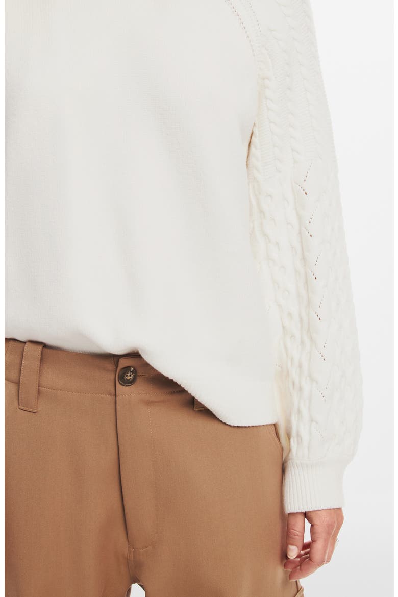 Regina Cable Stitch Sleeve Sweater, Alternate, color, WHITE