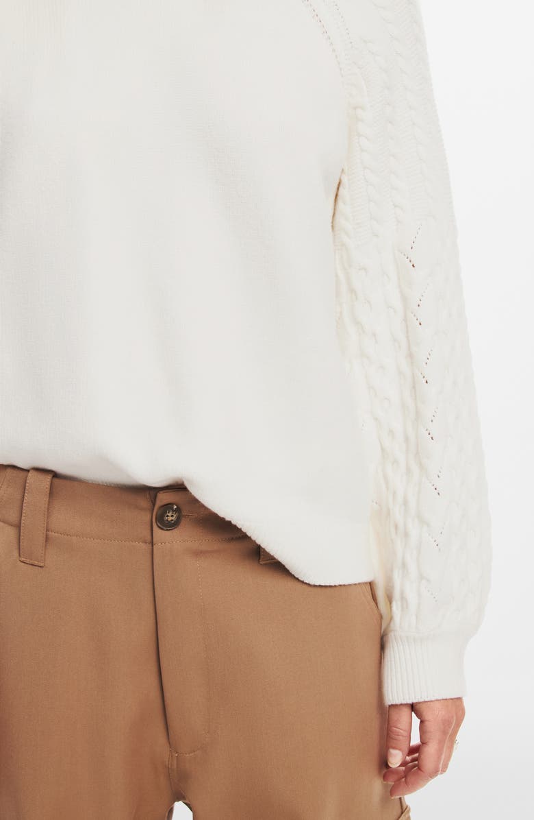 Desigual Regina Cable Stitch Sleeve Sweater, Alternate, color, White