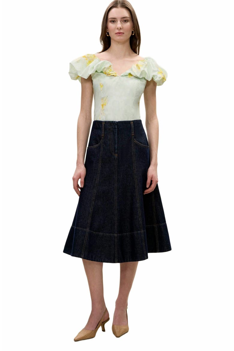 Yara Poplin Top, Main, color, SAGE COMBO