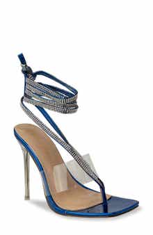 CHASE AND CHLOE Rae Rhinestone Ankle Wrap Sandal