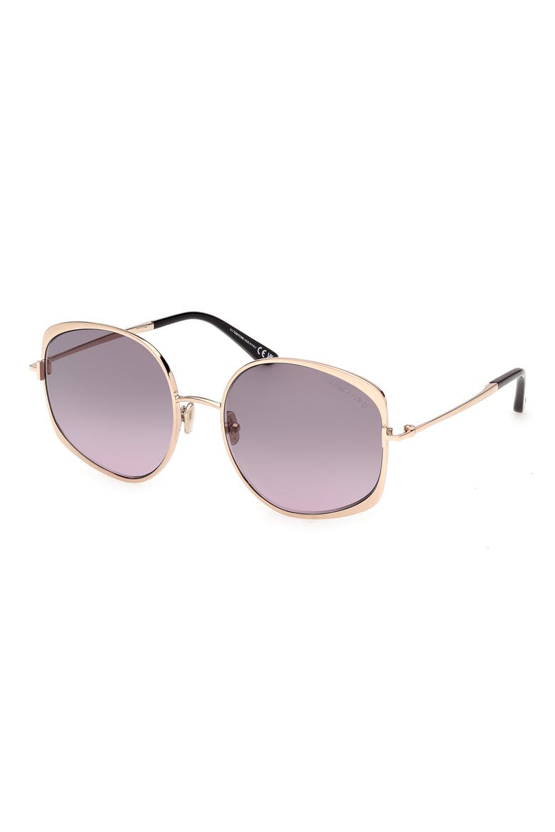 Abbey 58mm Round Sunglasses, Alternate, color, GOLD BLACK / GRADIENT SMOKE