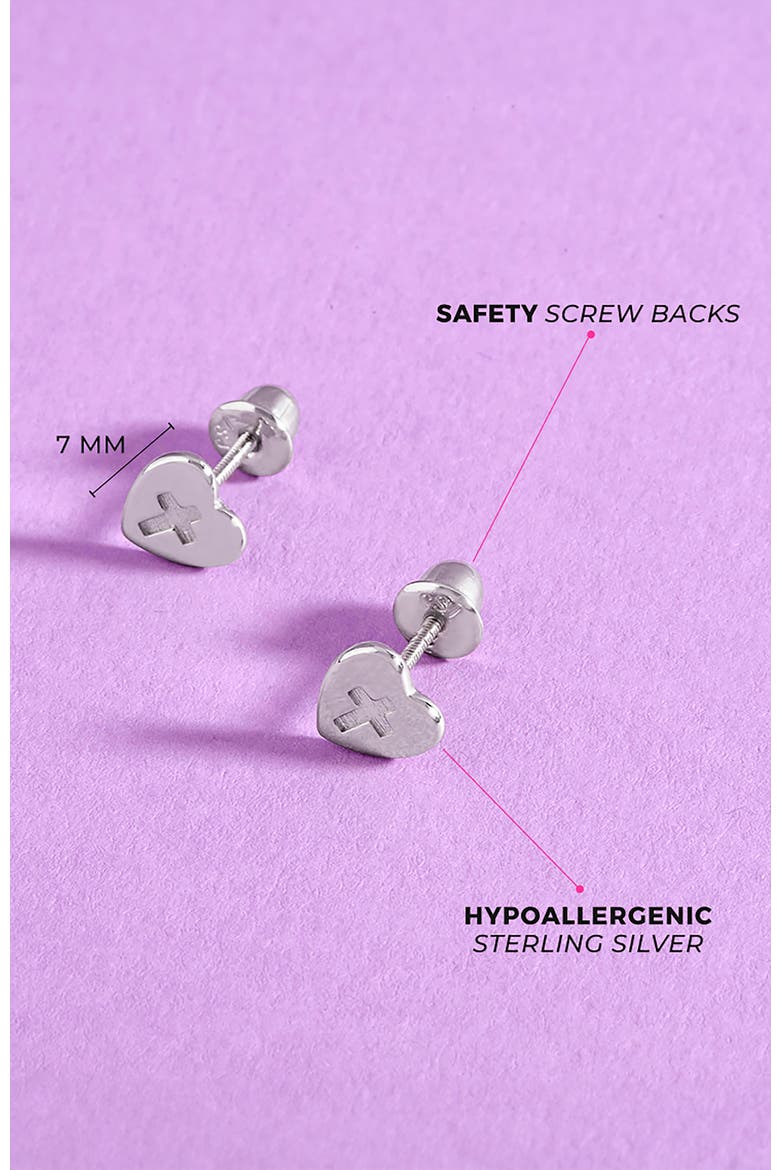 Heart & Cross Earrings, Alternate, color, Silver