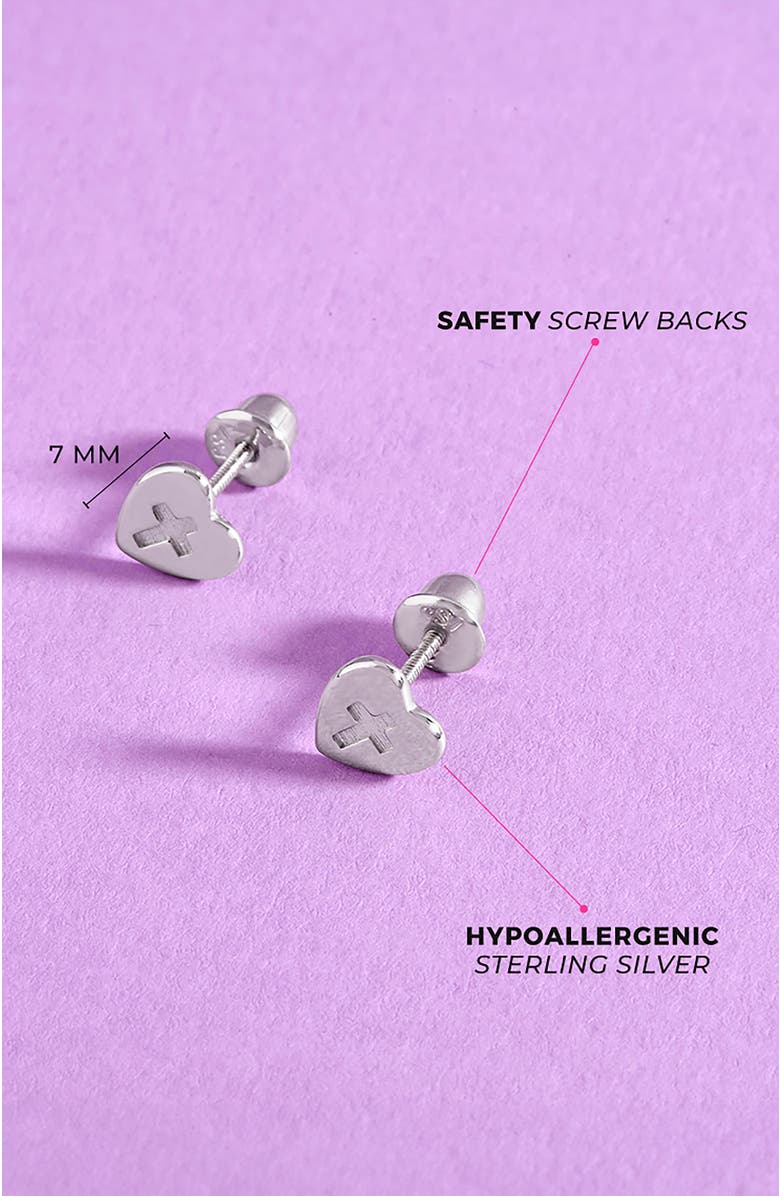 In Season Jewelry Heart & Cross Earrings, Alternate, color, Silver