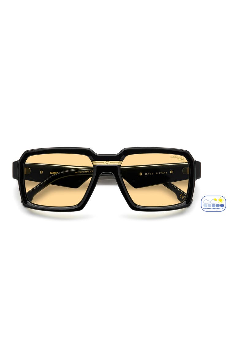 Victory C 55mm Rectangular Sunglasses, Alternate, color, BLACK/ YELLOW PHOTOCHROMATIC
