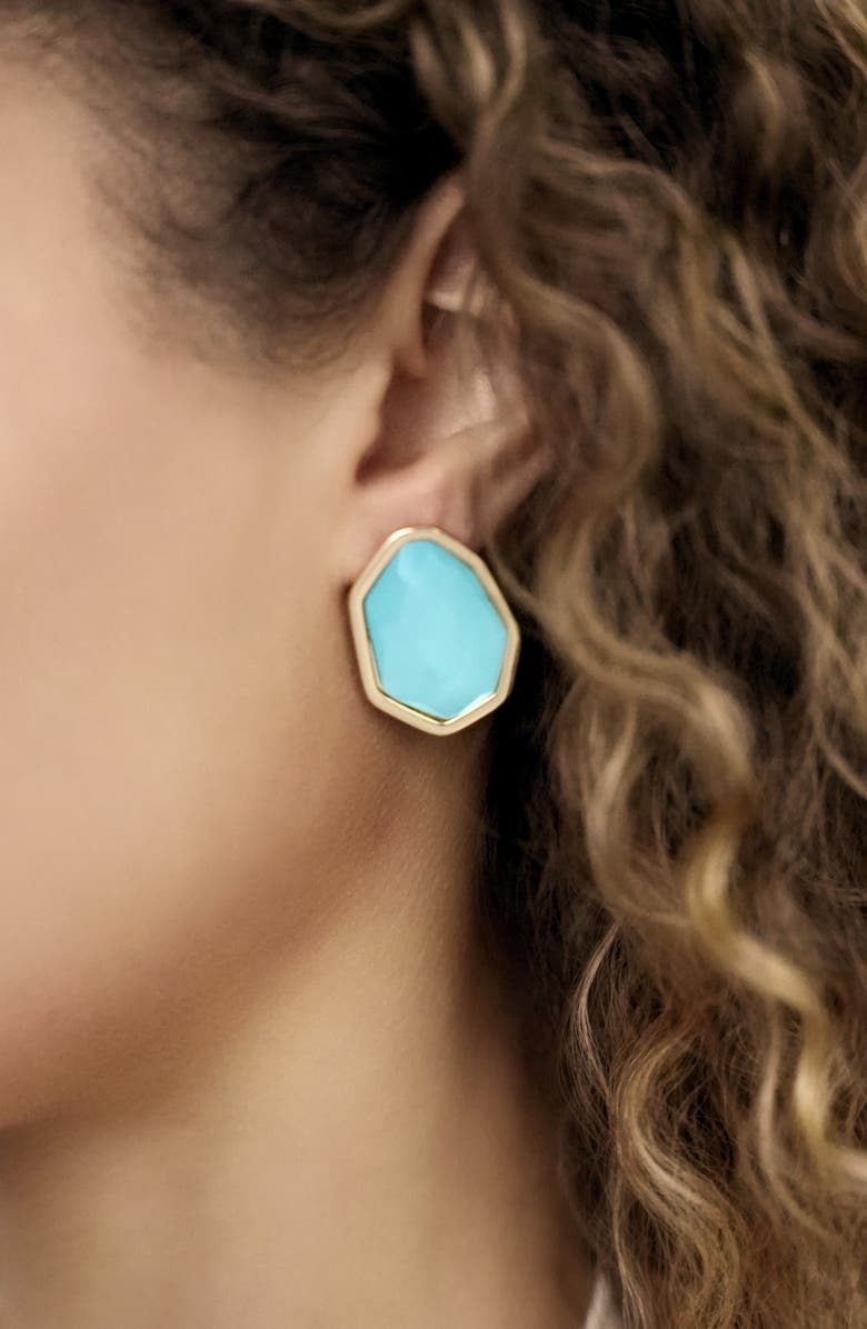Ettika Seastone Stud Earrings, Alternate, color, Seafoam With Gold