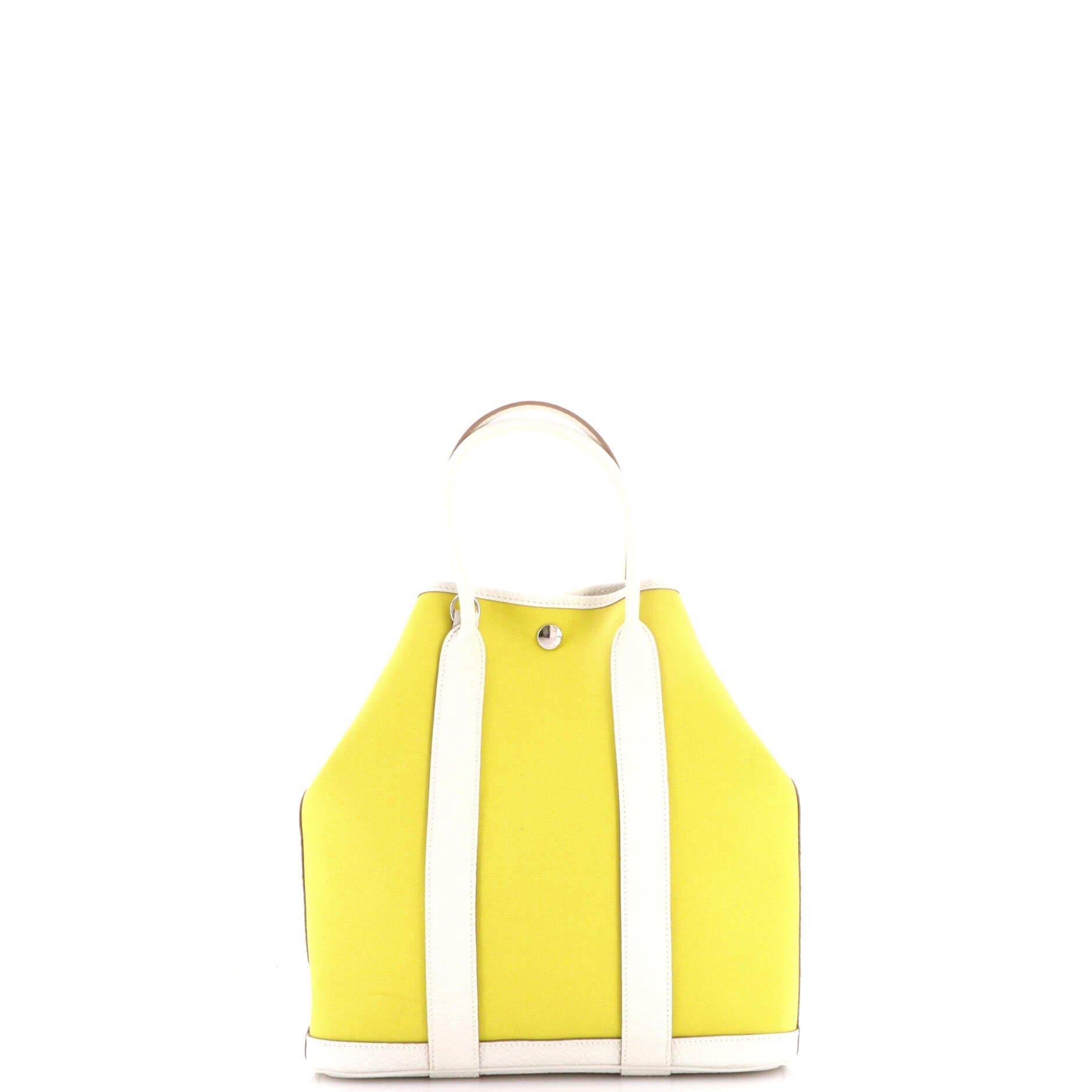 Pre-Owned Hermes Garden File Tote Toile and Leather 28, Alternate, color, Lime