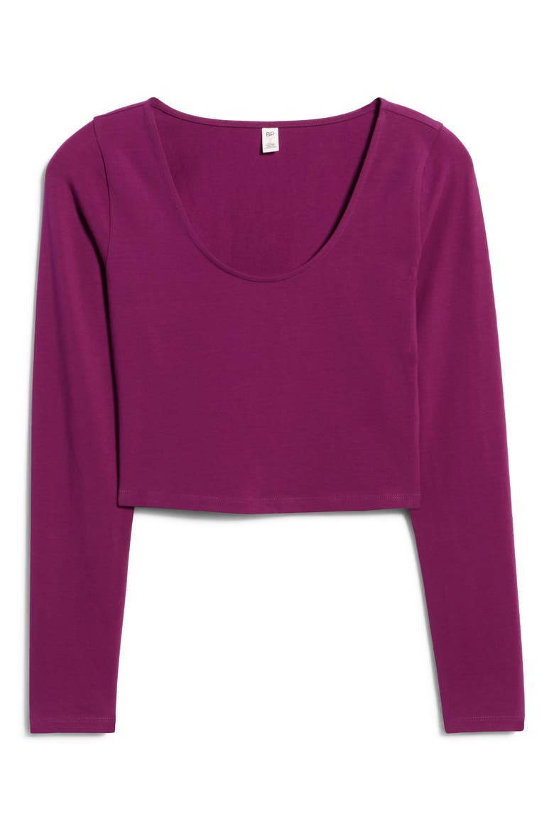 Crop Long Sleeve Scoop Neck T-Shirt, Alternate, color, PURPLE PHLOX