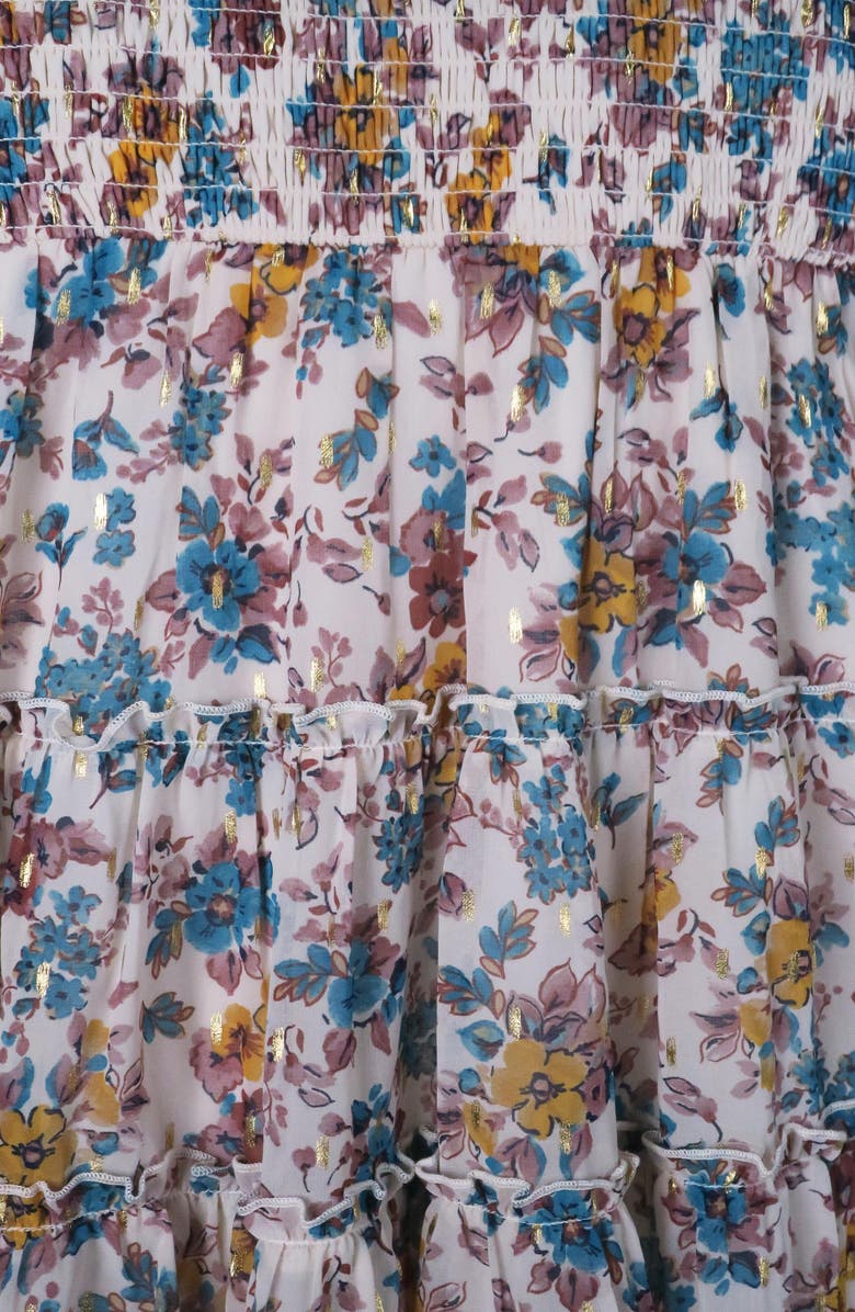 Zunie Kids' Long Sleeve Smocked Chiffon Dress, Alternate, color, Ivory Multi