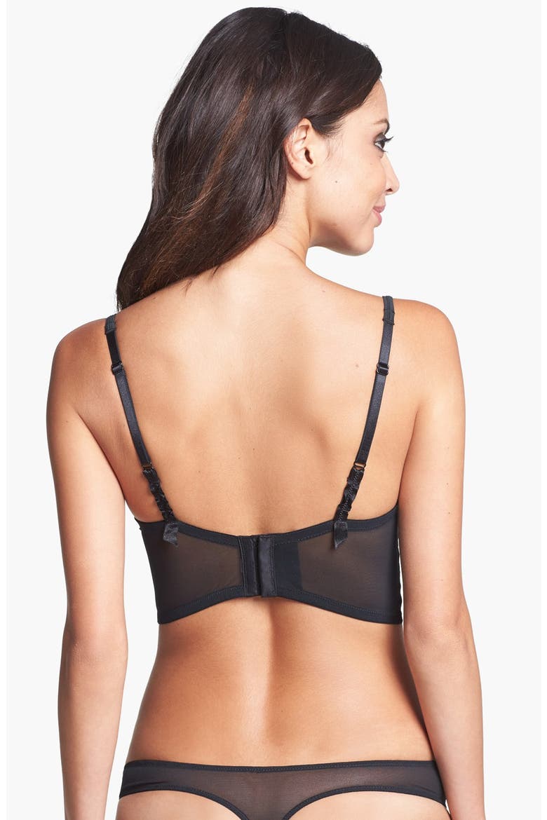 Underwire Longline Mesh Bra, Alternate, color, BLACK