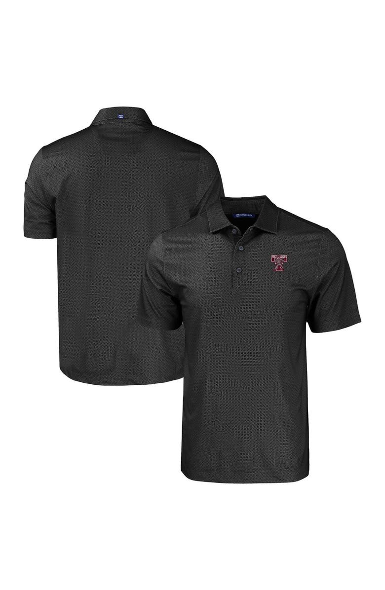 Cutter & Buck Men's Cutter & Buck  Black Texas A&M Aggies Pike Eco Tonal Geo Print Stretch Recycled Polo, Main, color, 