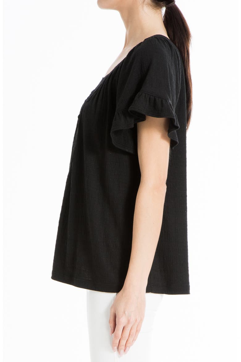 Flutter Sleeve Crochet Top, Alternate, color, BLACK-BLACK