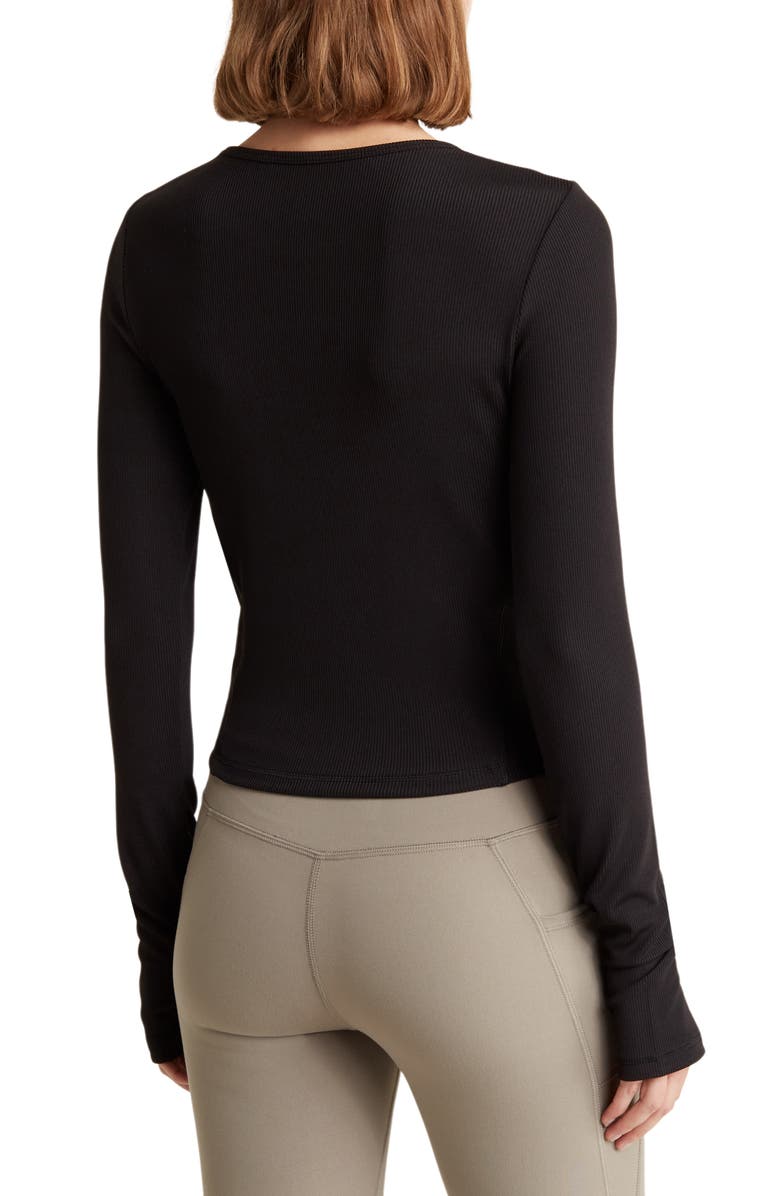 Gottex Long Sleeve Ribbed Crop Top, Alternate, color, 