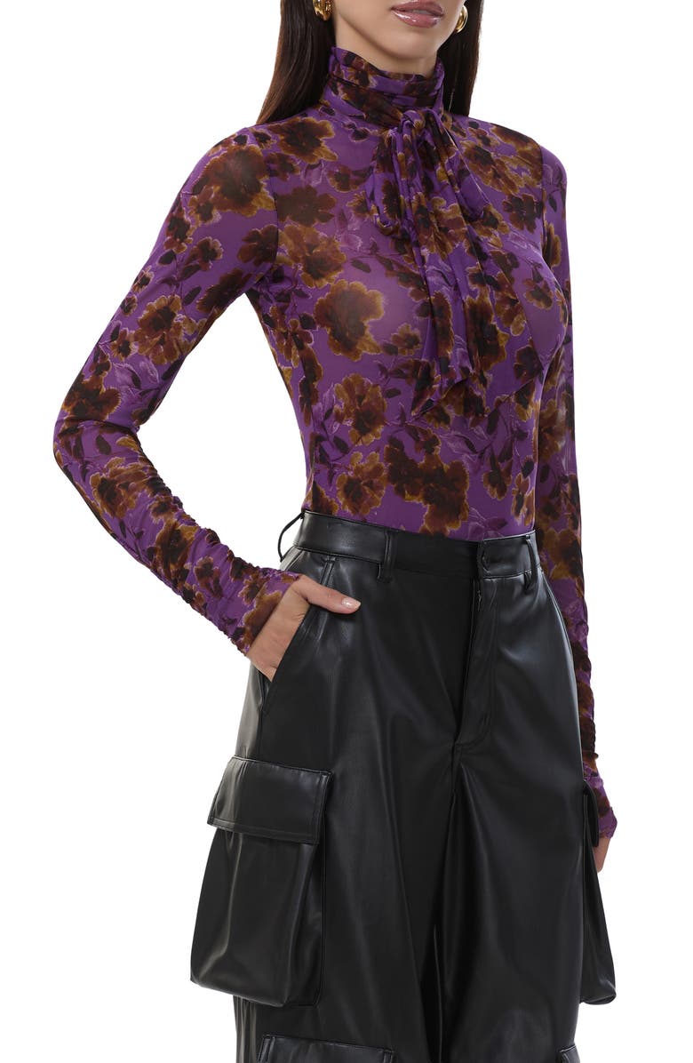 AFRM Julien Tie Neck Top, Alternate, color, Violet Haze Floral