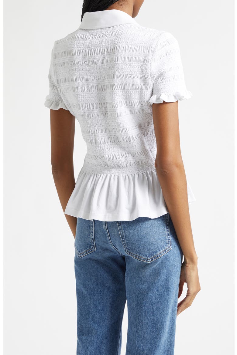 Ellisandra Shirred Peplum Top, Alternate, color, WHITE