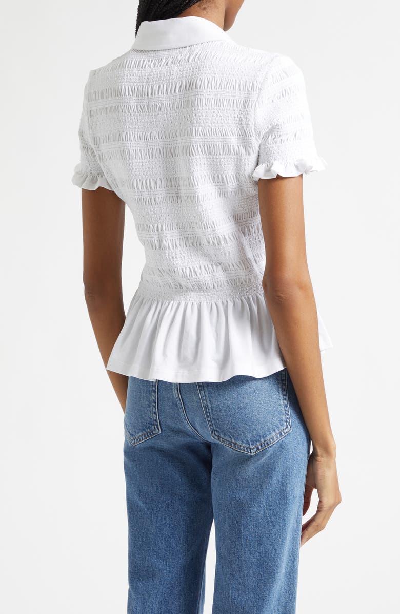 Veronica Beard Ellisandra Shirred Peplum Top, Alternate, color, White