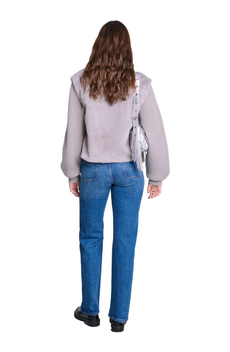 maje Dual-material faux fur jacket, Alternate, color, 