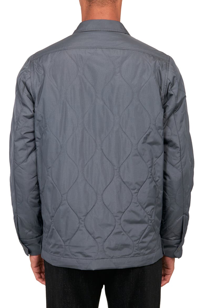 Solid Blue Quilted Shirt Jacket, Alternate, color, GREY