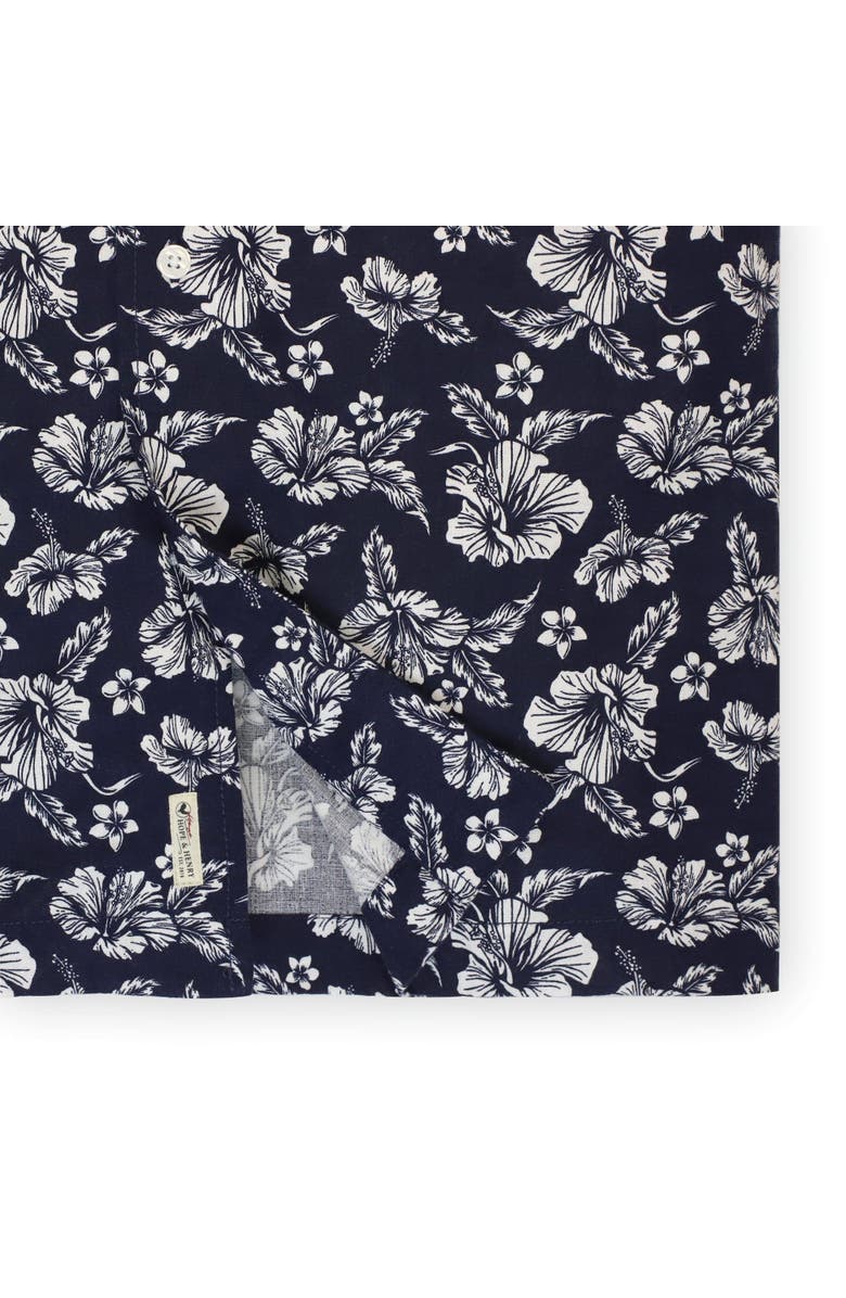 Hope & Henry Men's Linen Short Sleeve Camp Shirt, Alternate, color, Navy Hibiscus Linen