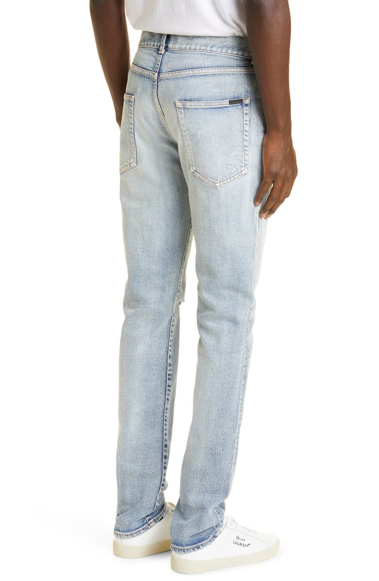 Saint Laurent Distressed Skinny Fit Jeans, Alternate, color, 