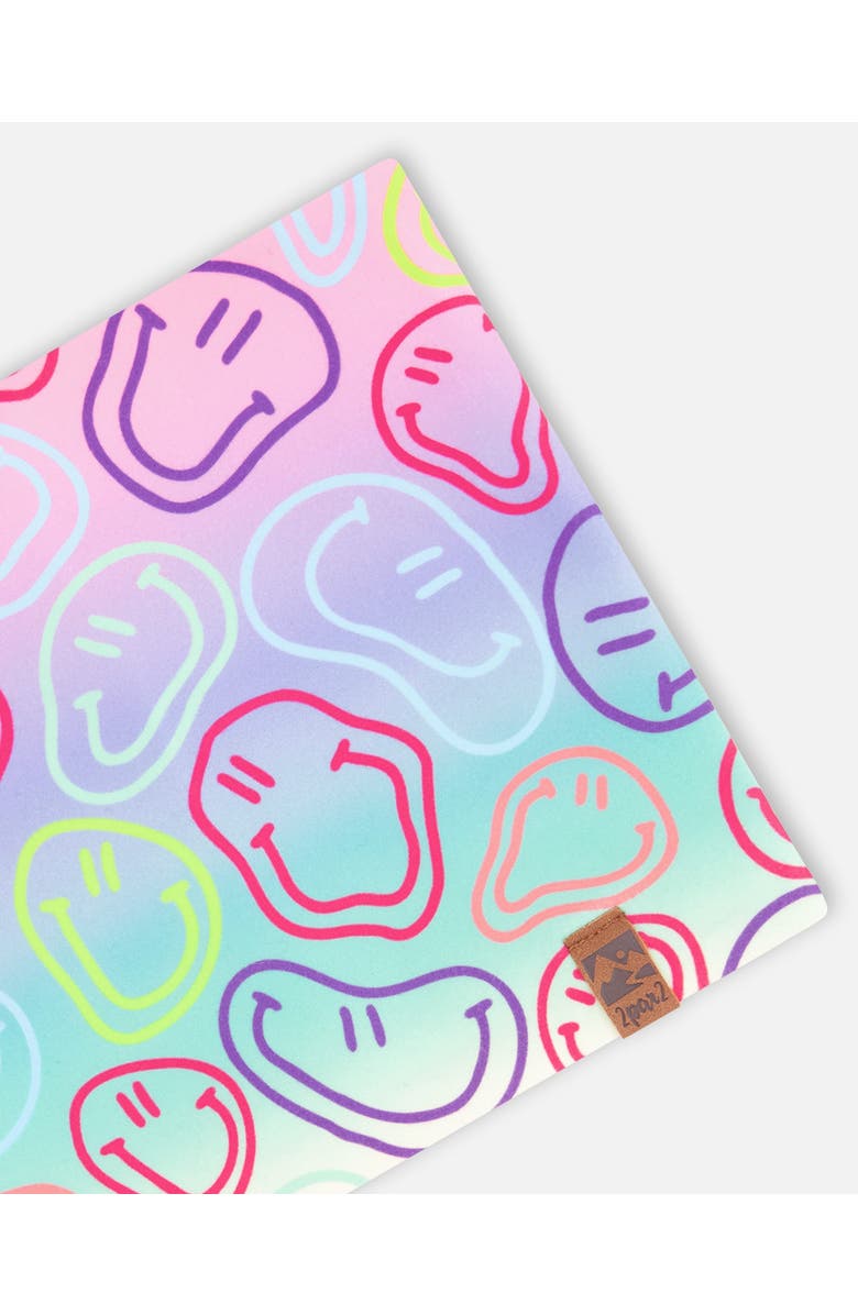 Deux par Deux Girl Stretch Jersey Smileys Neck Tube, Alternate, color, Multicolored Printed Smileys