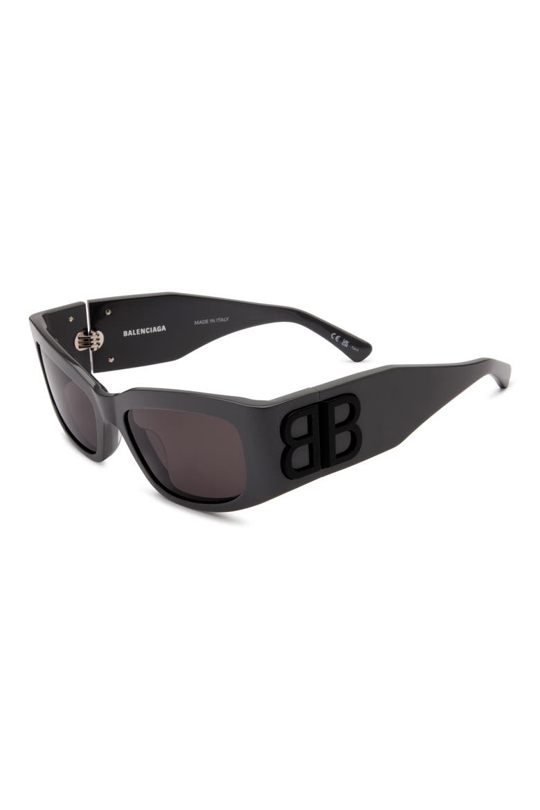 56mm Polarized Rectangular Sunglasses, Alternate, color, GREY GREY GREY