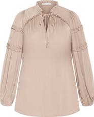 City Chic Ruffle Puff Sleeve<br />Peasant Blouse