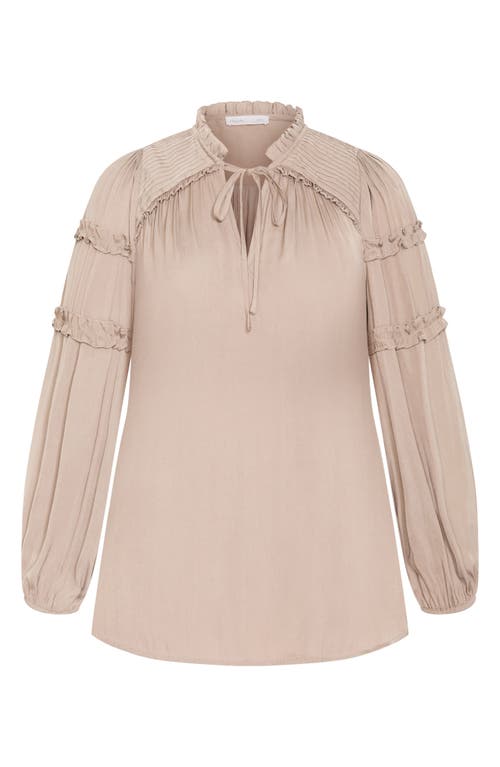City Chic Ruffle Puff Sleevepeasant Blouse In Neutral