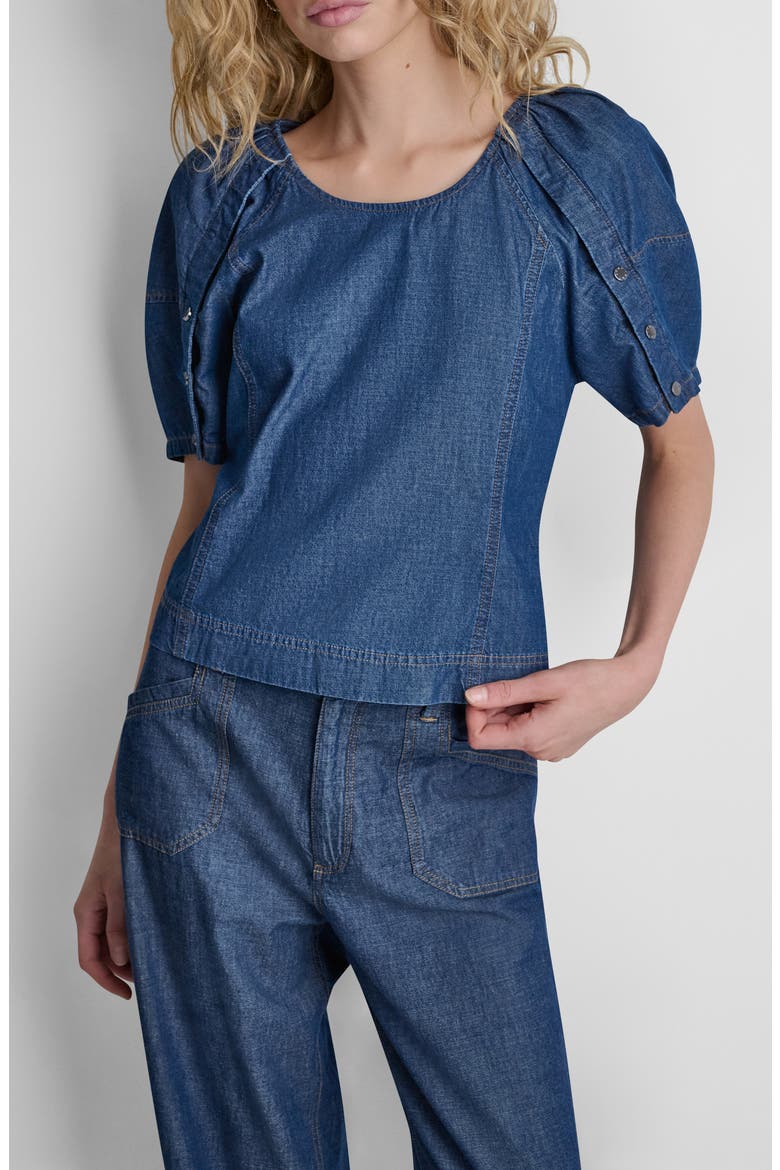 Crosby Lantern Sleeve Denim Top, Main, color, CROSBY WASH